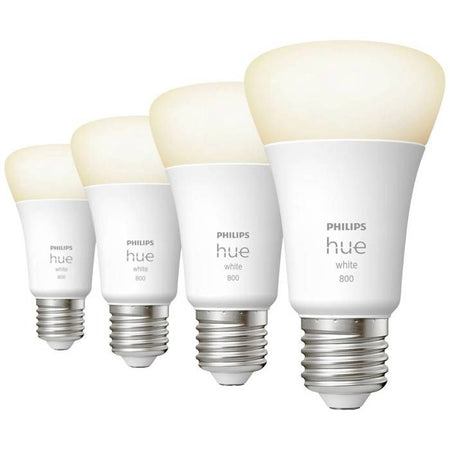 Philips Hue White, lampadina LED collegata E27, equivalente 60W, 800 lume, compatibile Bluetooth, 4 pacchetto