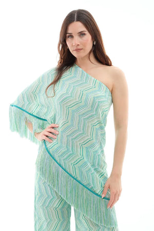 PHO Firenze | Poncho con frange maglia Rachel fantasia lurex