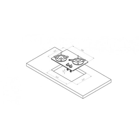 Pianocottura Vetro 2 Fuochi 280X380