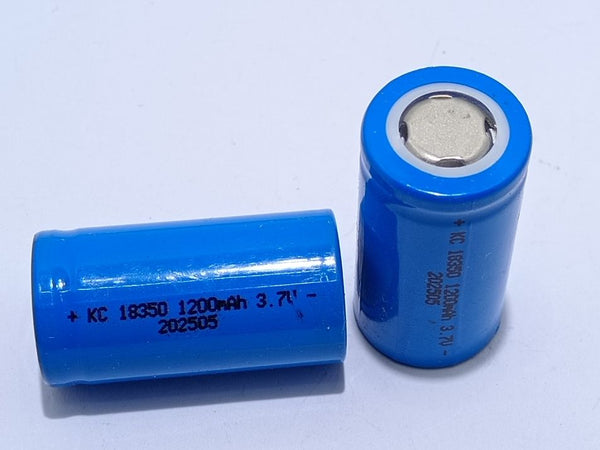 1 Pila Litio Batteria 18350 1200mah Testa Piatta ricaricabile 3,7V Ricambio Torcia Pacco Batteria