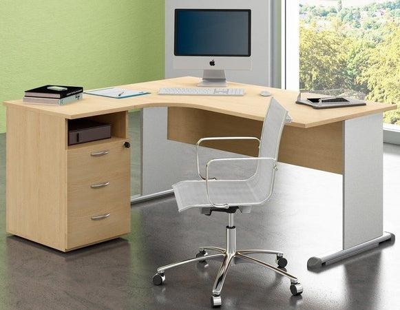 Postazione di lavoro con scrivania in melaminico e cassettiera cm. 160x80/143x72h