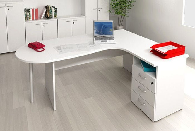 Scrivania in melaminico con cassettiera per ufficio operativo cm. 200x143x72h