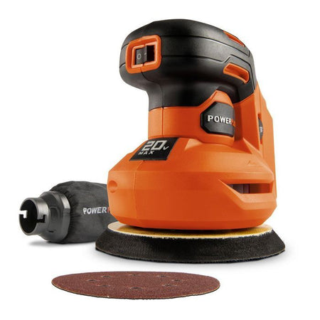 Wireless Eccentric Sander 20V 125 + 1x Abrasive G80 - Dual Power Powdp50400 - consegnato senza batteria o caricabatterie