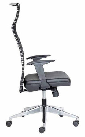 Poltrona ignifuga con ruote e schienale medio o alto per ufficio operativo direzionale ergonomica