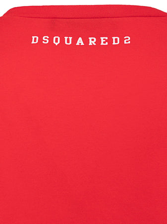DSQUARED2 T-shirt Overfit in Cotone Rosso con Stampa Dsquared2. da uomo