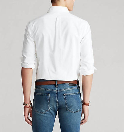 Camicia Uomo Polo Ralph Lauren Camicia Casual Slim Fit Aderente In Oxford In Cotone Collo Button Down Logo Pony Ralph Lauren Ricamato