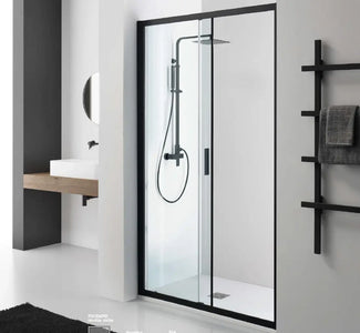 RAPID | Porta Doccia Profili Neri 6mm Anta Scorrevole Anticalcare Montaggio Rapido - Shopbagno.it