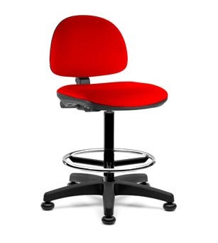 Sgabello con schienale oscillante e regolabile in altezza, con elevazione a gas e poggiapiedi regolabile