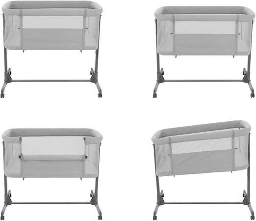 KIKKABOO Culla Fianco Letto colore Light Grey - Culla Neonato Fianco Letto, Spondina Apribile con una Mano, Altezza Regolabile, Regolabile con Vari Livelli di Altezza, Piedini Pieghevole, 0m+