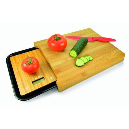 JOCCA Tagliere in bambù con vassoio 36x27,5x4 cm marrone