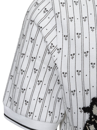 Dolce & Gabbana Polo in Piquet Bianca con Stampa Allover da uomo