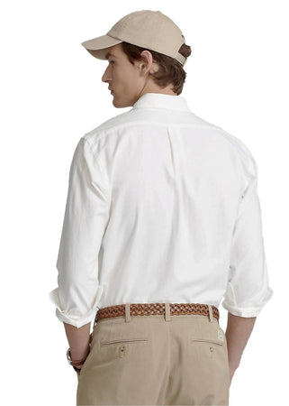 Ralph Lauren Camicia Uomo Button-down Tinta Unita Slim Fit Feather Weight Twill Camicia Polo Maniche Lunghe Pony Ricamato