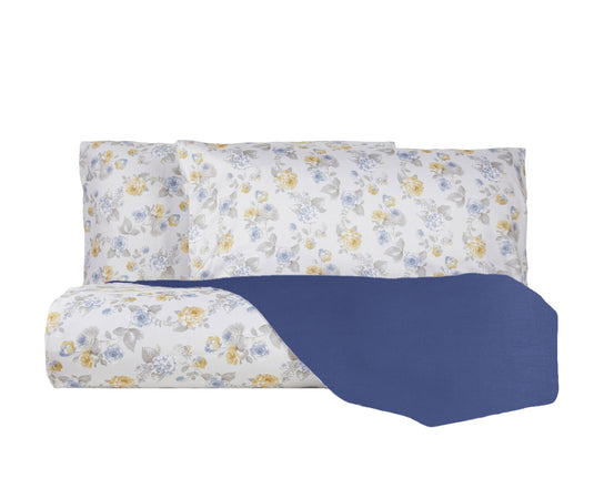 Parure Copripiumino in Raso di puro cotone Romance Azzurro / Blu - Vanita di raso