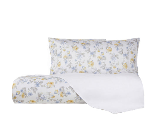 Parure Copripiumino in Raso di puro cotone Romance Azzurro - Vanita di raso