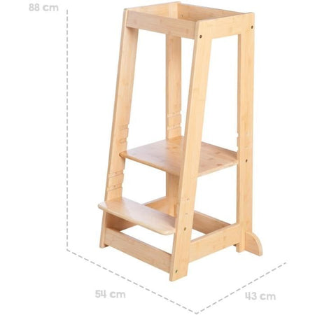 Torre di apprendimento Montessori - ROBA - Bambù certificato FSC - Regolabile su 3 livelli di altezza - Fino a 80 kg - Naturale