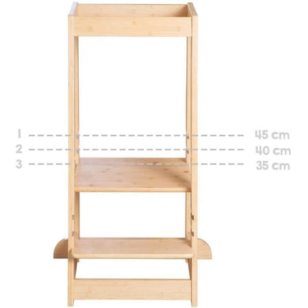 Torre di apprendimento Montessori - ROBA - Bambù certificato FSC - Regolabile su 3 livelli di altezza - Fino a 80 kg - Naturale