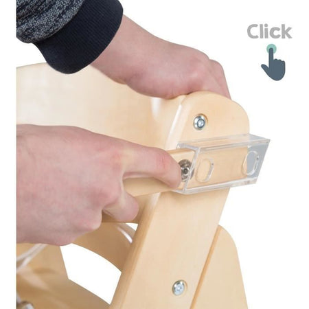 Seggiolone - ROBA - SIT UP CLICK & FUN - Vassoio porta-pasto rimovibile - Altezza regolabile - Fino a 70 kg - Legno naturale