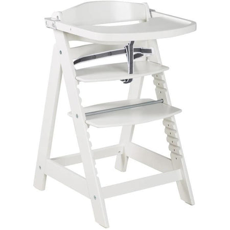 Seggiolone - ROBA - SIT UP CLICK & FUN - Vassoio porta-pasto rimovibile - Altezza regolabile - Fino a 70 kg - Legno laccato bianco
