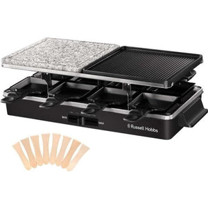 Russell Hobbs Raclette Device - 26280-56 - 3 in 1 multifunzione - 8 persone - 1400W - Stone da cucina - Grill reversibile