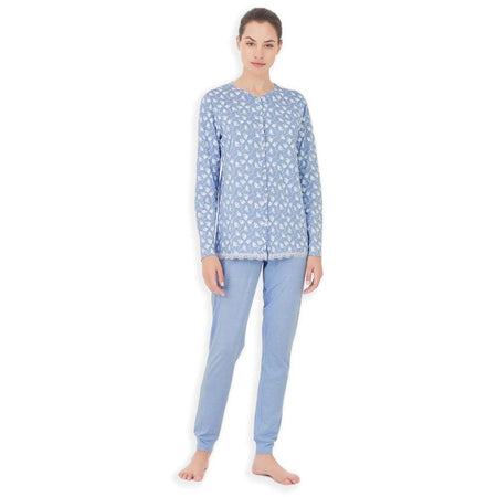Ragno Pigiama da Donna Cotone Leggero Aperto Maniche Lunghe DC51N6 S40 - Passarelli Biancheria