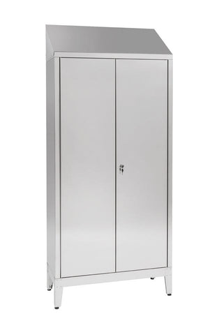 Armadio spogliatoio in acciaio inox AISI 430 a 2 posti a 2 ante con tramezza sporco/pulito cm. 95x50x215h