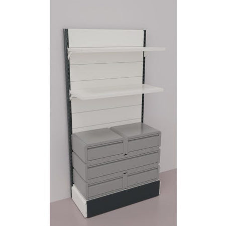 Scaffalatura a parete verniciata con 5 cassetti a scorrimento su cuscinetti in PVC cm. 100x40x200h