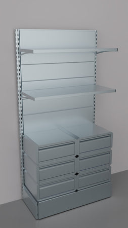Scaffale da negozio zincato con 6 cassetti a scorrimento su cuscinetti in PVC cm. 100x40x200h