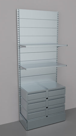 Scaffale da negozio zincato con 6 cassetti a scorrimento su cuscinetti in PVC cm. 100x40x250h