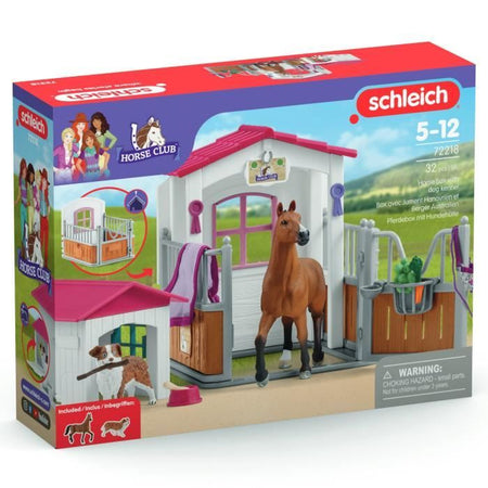 Scatola con cavalla di Hannover e pastore australiano, statuetta di cavallo e accessori, SCHLEICH 72218 Horse Club, 5 anni