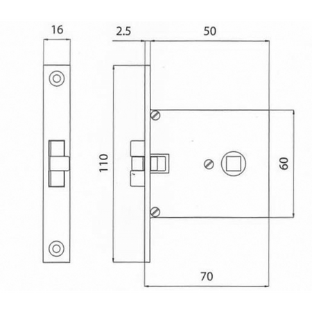 Serratura Incasso Mm.70X60 Ot.Crom.