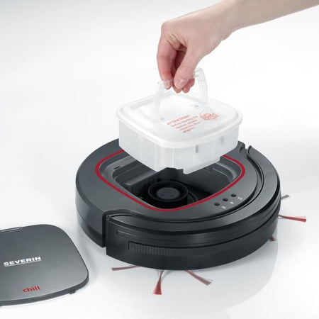 SEVERIN RB7025 Robot aspirapolvere, batteria al litio 12,8 V, 90 min. tempo di funzionamento, circa 100 m2, Silenzioso: 65 dB, Slim: 7 cm di altezza