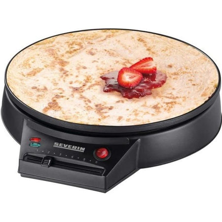 SEVERIN CM2198 - Crepiere diametro 30cm 1000W - Termostato regolabile - Include spatola per crepe e distributore di pasta in legno - Nero