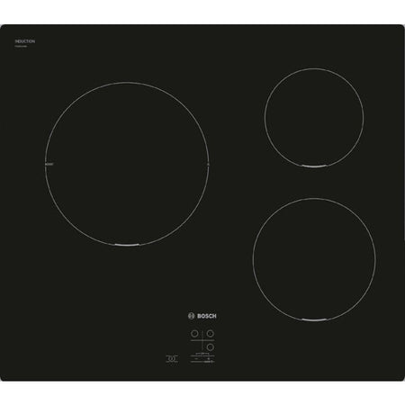 Piano cottura a induzione - BOSCH Serie 2 - 3 fuochi - 52,2 x 59,2 x 5,1 cm - PUC611AA5E - Nero