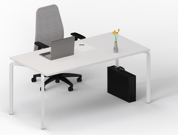 Scrivania moderna per ufficio operativo con struttura in tubolare colore bianco e top in vari colori cm. 160x80x75h