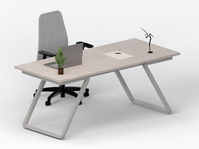 Scrivania ufficio con struttura in acciaio verniciato alluminio e piano superiore in melaminico cm. 160x80x75h