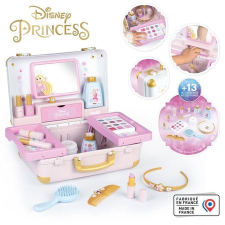 Smoby - Disney Princess - Valigia beauty facile da trasportare - 13 accessori inclusi: acconciatura, unghie, trucco - Fabricatio