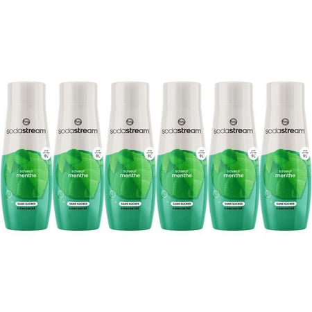 Concentrati SODASTREAM - Confezione da 6 concentrati alla menta senza zucchero - Fino a 54 litri di bevande - 440 ml