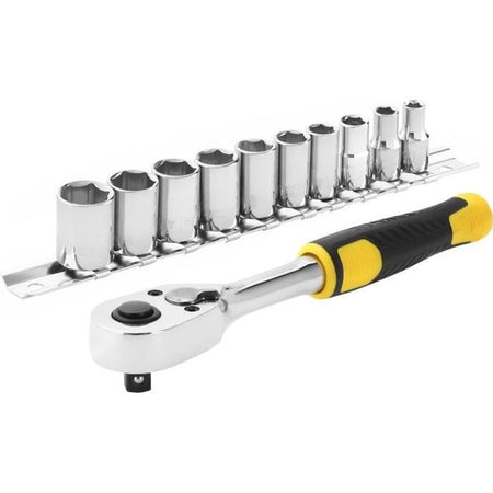 CRICCHETTO STANLEY 72 DENTI - 1/4 + 10 BUSSOLE - 11 PZ