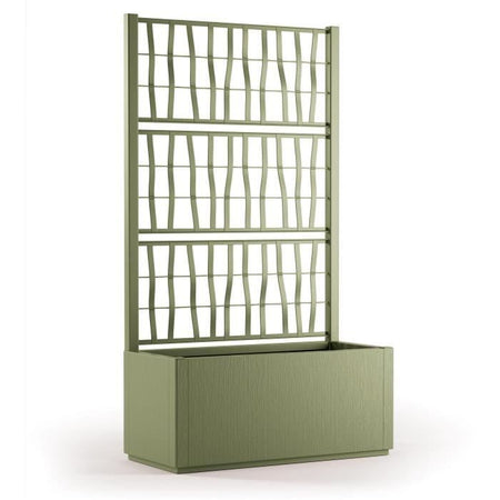 Fioriera Ethica rettangolare 80 cm con traliccio verde