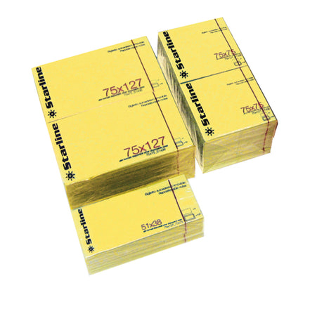 Blocchetto Biglietti Adesivi Giallo 75X125Mm 100Fg 70Gr Starline