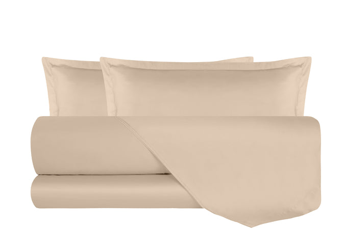 Completo Copripiumino In Raso Di Puro Cotone DELUXE Sabbia