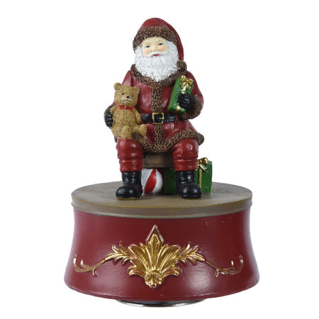 Carillon natalizio per villaggio di Babbo Natale con luci e suoni h 15 cm