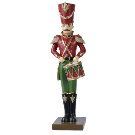Statuetta decorativa "Soldatino" natalizio verde e rosso h 30,6 cm
