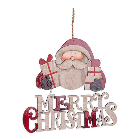 Pendaglio Babbo Natale "Gregory" con scritta Merry Christmas per Albero di Natale h 38 cm