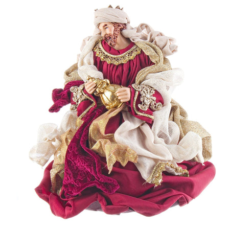 Natività completa in tessuto "Fastosa Bordeaux" statue per presepe natalizio