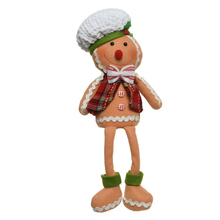 Statuetta pupazzi coppia di omini di pan di zenzero in poliestere decorazione h 32 cm