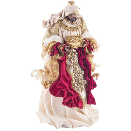 Natività completa in tessuto "Fastosa Bordeaux" statue per presepe natalizio