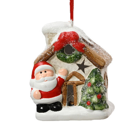 Pendaglio casa di babbo natale e del pupazzo di neve decorazione natalizia