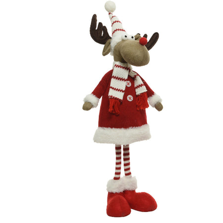 Peluche natalizio renne con cappello e sciarpa decorazione per interno