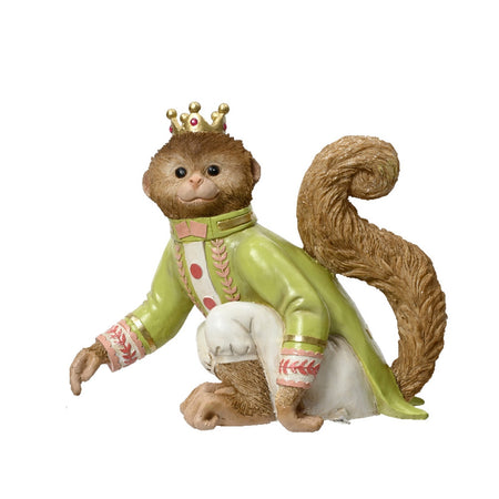 Statuetta con scimmie vestite da re e maggiordomo decorazione per interno e esterno